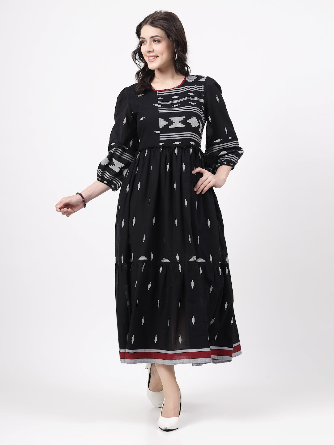 Terquois Black and White Yarn Dyed 100% Cotton Dress Dresses TERQUOIS   