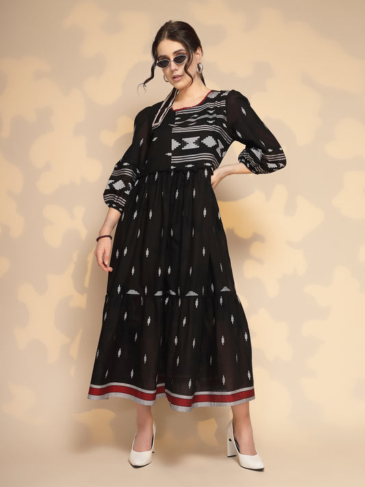 Terquois Black and White Yarn Dyed 100% Cotton Dress Dresses TERQUOIS   
