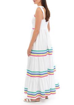 Terquois Strappy Tiered White Dress with Multi colour lace Dresses TERQUOIS   