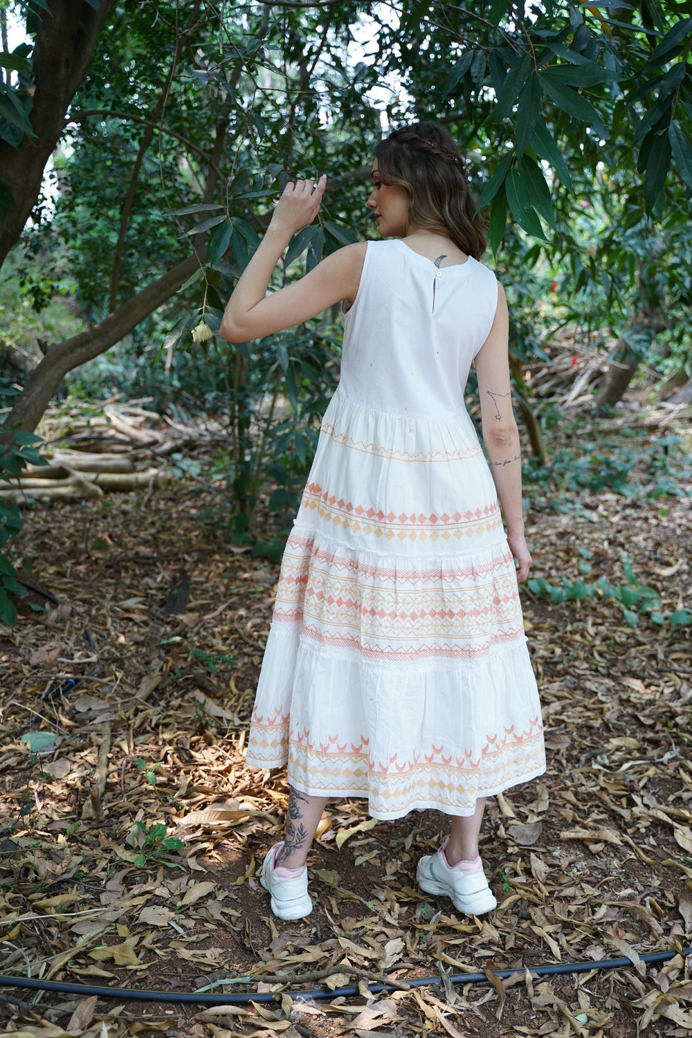Terquois Pure Cotton Embroidered Tiered Dress Dresses Terquois Klothing   