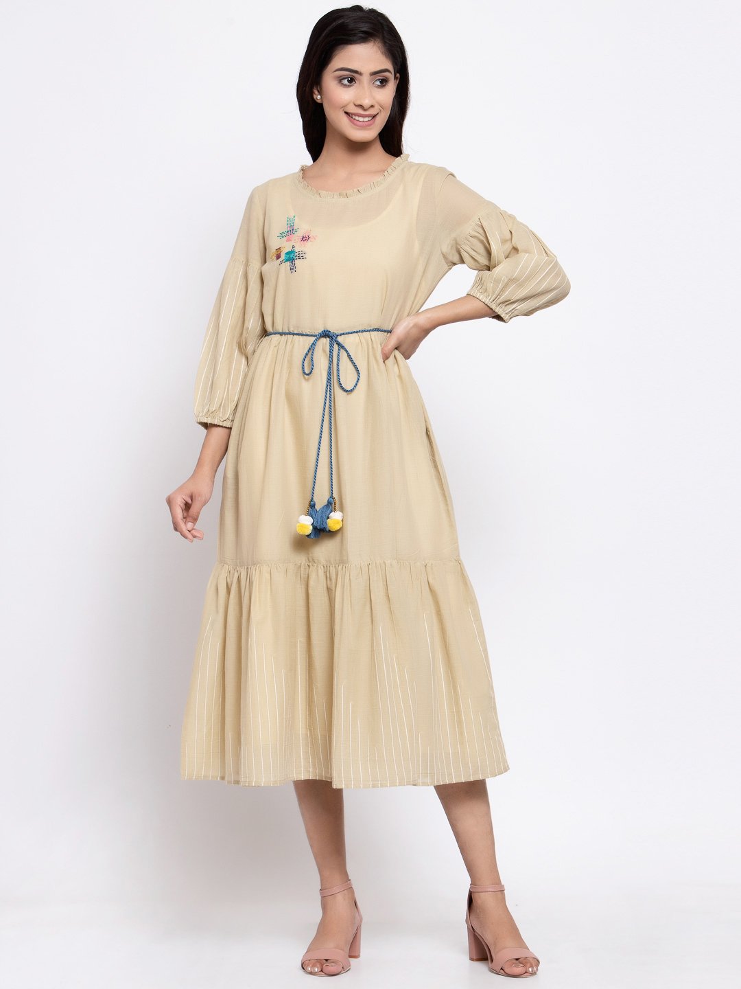 Terquois Classic Tiered Causal Dress With Braided Belt Dresses TERQUOIS   