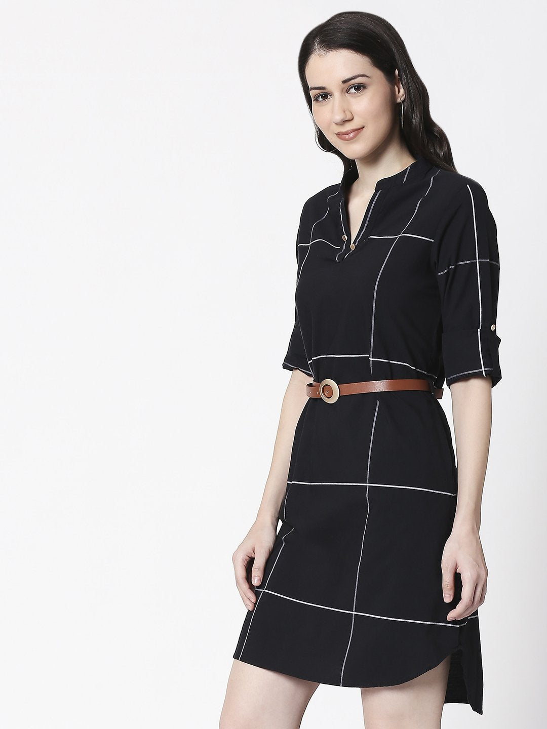 Terquois classic checks dress with leather belt Dresses TERQUOIS   