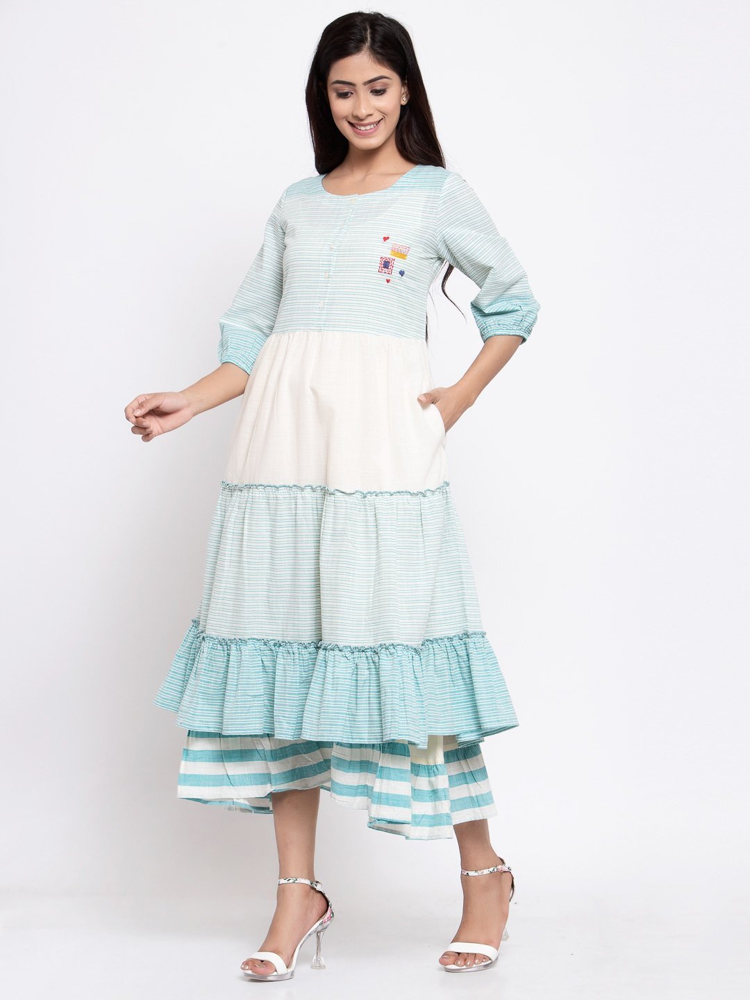 Terquois Classic Stripe Layered Tiered Dress Dresses TERQUOIS   