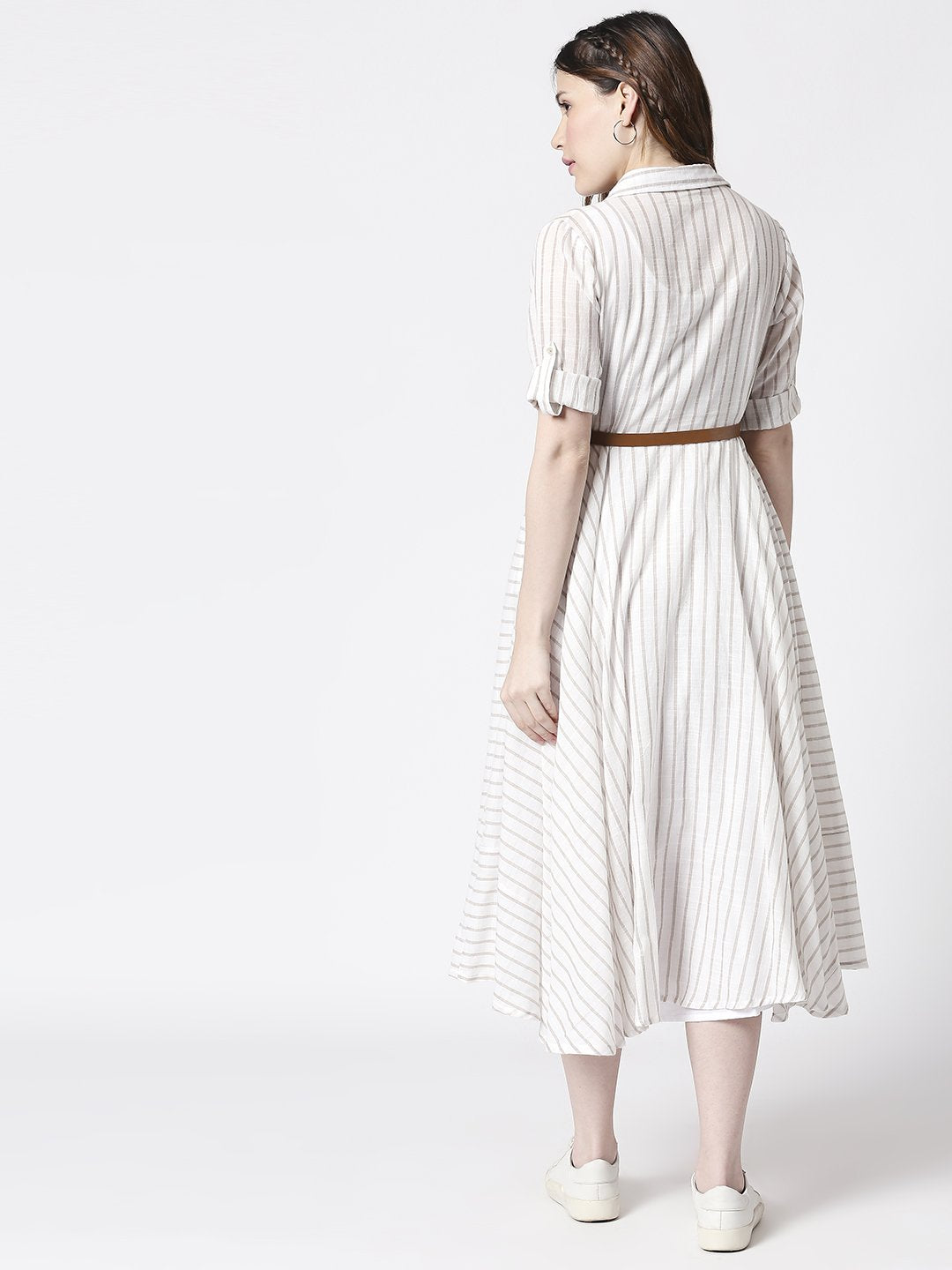 Terquois classic stripped flaired belted dress Dresses TERQUOIS   