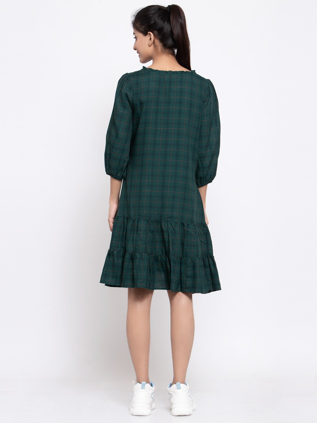 Terquois Checked Oversized Green Casual Dress Dresses TERQUOIS   
