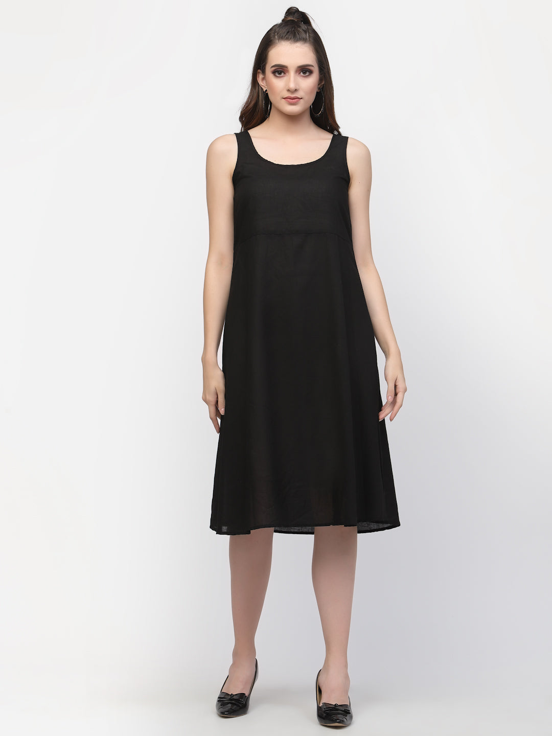 Terquois Black stripes with Tie-Up neck and Three quarter sleeves Dresses Terquois Klothing   