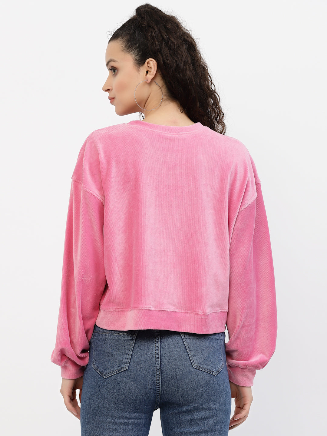Terquois casual Pink knitted T-shirt with stylish sleeves T- Shirts Terquois Klothing   